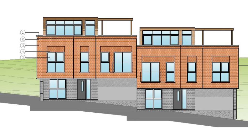 Lot: 53 - FREEHOLD SITE WITH PLANNING FOR EIGHT DWELLINGS - Units 7 & 8 Proposed North Elevation